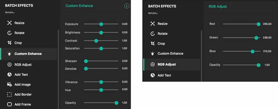 Custom Enhance와 RGB Adjust