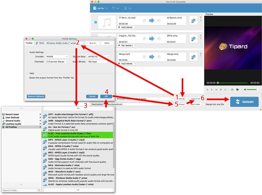 맥오디오 변환기 Any FLAC 사용법- 다수파일 출력 설정