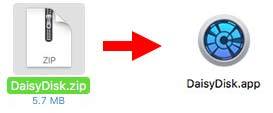 DaisyDisk.zip 파일의 압축을 풀면 DaisyDisk.app 파일이 나옵니다