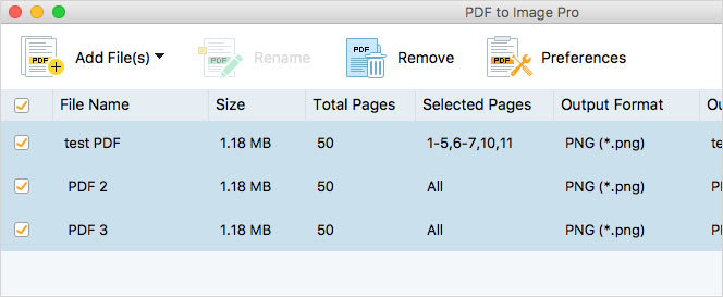 맥앱 PDF to Image Pro는 한번에 여러개의 PDF 파일을 묶음 변환 가능합니다