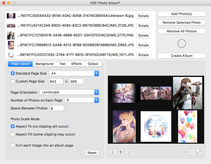 PDF Photo Album 의 UI